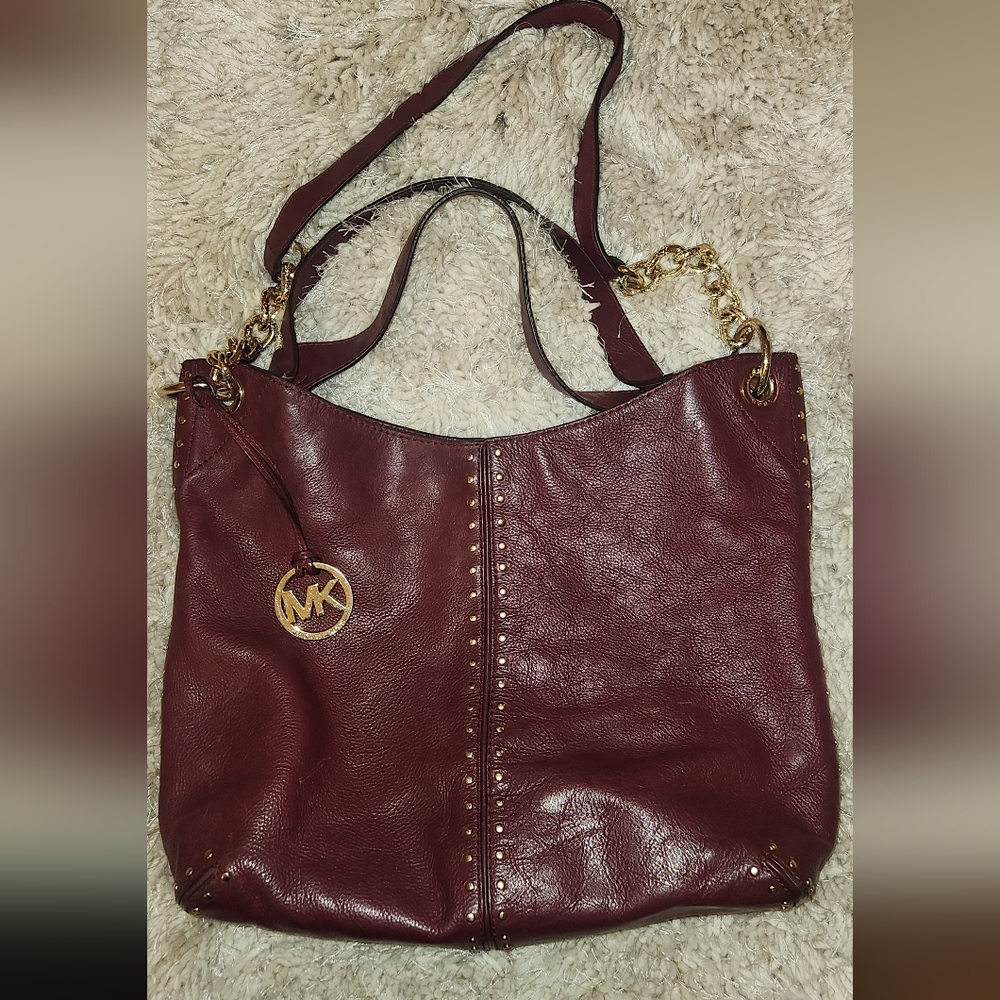 USED MICHAEL KORS ASTOR LEATHER SHOULDER TOTE BAG & WALLET